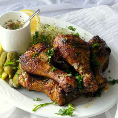 Grilled Chicken Drumsticks with Coffee Spice Rub
